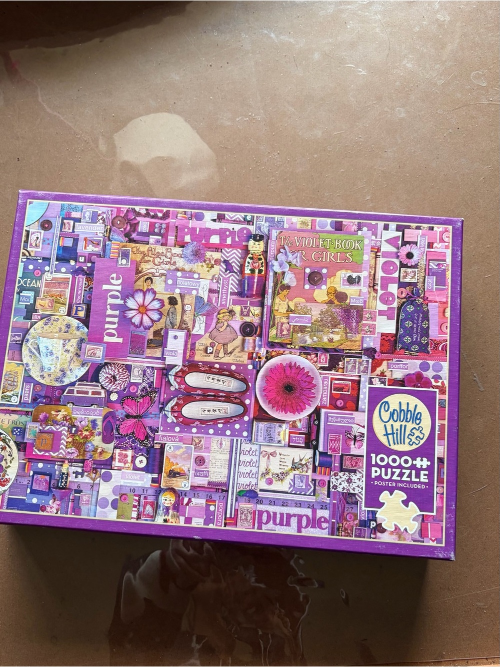 Cobble Hill 1000 Piece Puzzle Purple Collage By Shelley Davies with Poster. - Picture 6 of 7